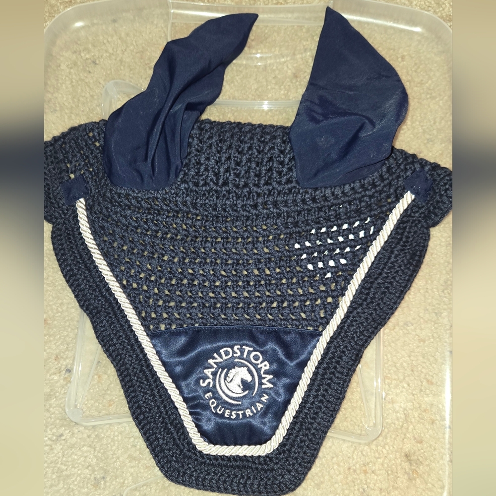 Navy Blue Horse Ear Bonnet